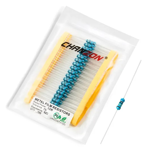 Miniatura 37 de Chanzon - 100 resistencias de película metálica 1/2 W (0.5 W) 10 Ω ohmios ±1% de tolerancia 10R MF, resistencias de agujero pasante con limitación