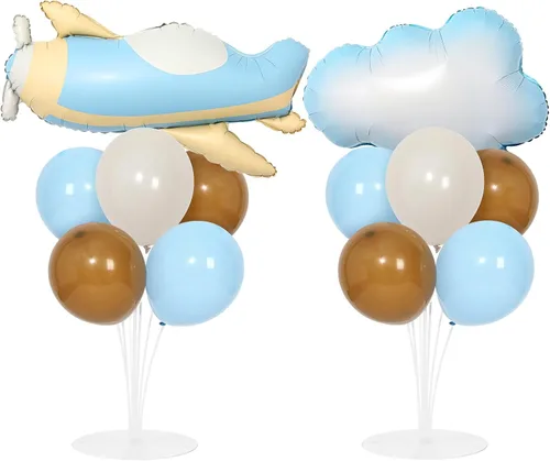 Miniatura 28 de Kit de soporte para globos de fiesta de fútbol 2 juegos con 2 globos de rugby de aluminio tipo bola, centro de mesa temático de fútbol para mesas