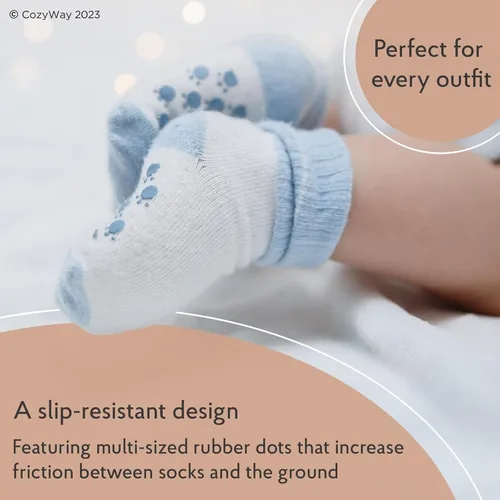 Miniatura 3 de CozyWay Baby & Toddler Socks with Grippers Non Slip Ankle Grip Socks For Boys and Girls - Comfy Soft Cotton - 12 Pack