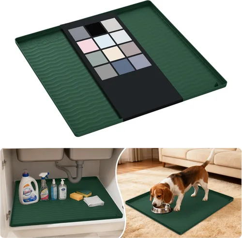 Miniatura 113 de URMONA Tapete de silicona impermeable para debajo del fregadero, 34 x 22 pulgadas, forro para estante de cocina y baño, protector de gabinetes