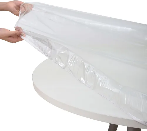 Miniatura 3 de Walrus Mantel de Vinilo Redondo Transparente Ajustado Impermeable Hule Resistente Elastizado Cubierta de Mesa Diseño de Borde Elástico Protector