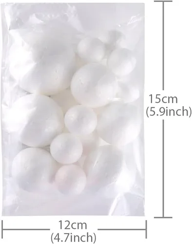 Miniatura 8 de Pllieay - 20 bolas de poliestireno para manualidades, 5 tamaños, color blanco