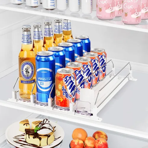 Miniatura 8 de Organizador de bebidas para mini refrigerador, dispensador automático de bebidas para refrigerador, organizador de latas de soda para bebidas