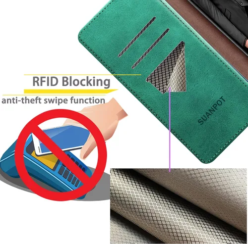 Miniatura 3 de SUANPOT Funda de piel tipo cartera para Samsung Galaxy A32 5G con bloqueo RFID, soporte para tarjetas de crédito, funda de teléfono con tapa