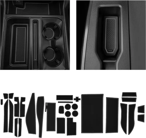 CupHolderHero Se adapta a los accesorios Ford F150 2021-2023 Interior personalizado de alta calidad antideslizante antipolvo, tapetes para consola