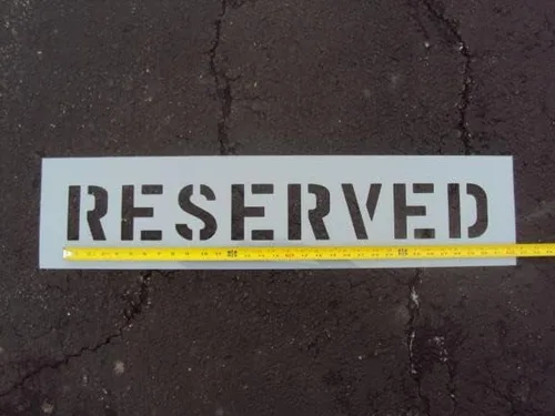 Plantilla reservada de 4 pulgadas, letras reales de 4 pulgadas, plantilla de estacionamiento -SPANS de 30.4 pulgadas, fuente más ancha. Más fácil de