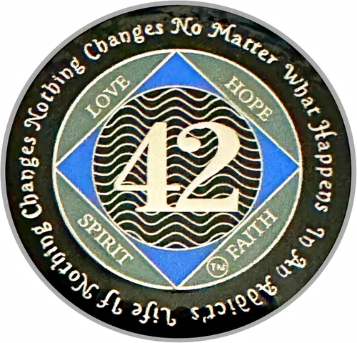 Miniatura 49 de (Años 1-55) NA Medallón de 7 años, plata, chapado en color azul, narcóticos cubiertos de epoxi Moneda anónima (NA 7 años medallón)