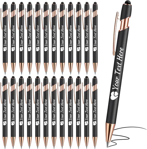 Miniatura 21 de Bolígrafos personalizados con lápiz capacitivo, bolígrafos con nombre impresos personalizados con tinta negra, impresos con tu logotipo o mensaje