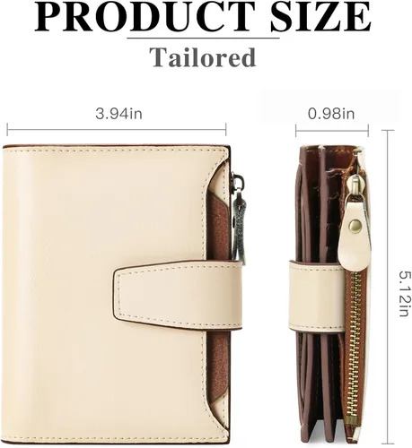 Miniatura 2 de FALAN MULE Cartera pequeña para mujer, de cuero, plegable, compacta, con bloqueo RFID, pequeña cartera para mujer
