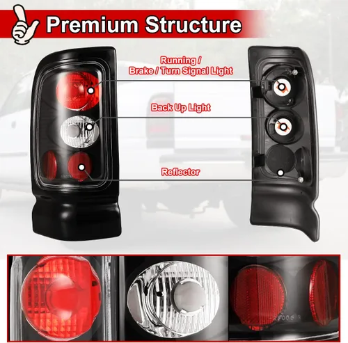 Miniatura 5 de Nixon Offroad Luces traseras para Dodge Ram 1500 2500 3500 Pickup 1994-2002, luces traseras halógenas, luces traseras de automóvil, reemplazo