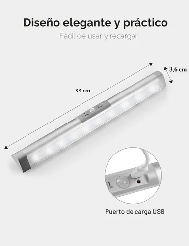 Miniatura 4 de Joyzy Luces de armario automáticas con sensor de movimiento y diseño de protección ocular, iluminación de armario LED recargable con batería, luz