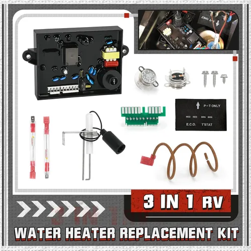 Miniatura 2 de Placa de circuito de control de calentador de agua 3 en 1 91365 RV con fusible, kit de corte térmico 91447 y termostato ecológico, electrodo