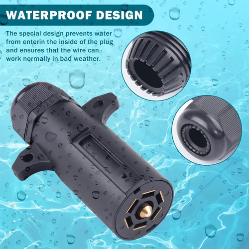 Miniatura 6 de CheeMuii 2 PCS Enchufe de remolque de 7 pines con sello impermeable, resistente, 7 vías redondas, estilo RV, conector de remolque de 7 puntos