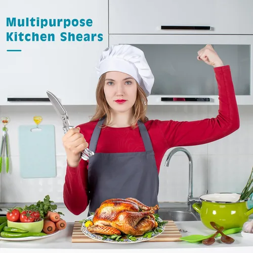 Miniatura 5 de Tijeras de cocina resistentes – Tijeras de cocina multiusos de acero inoxidable para Acción de Gracias, pollo, hueso, carne, pavo, pescado, tijeras