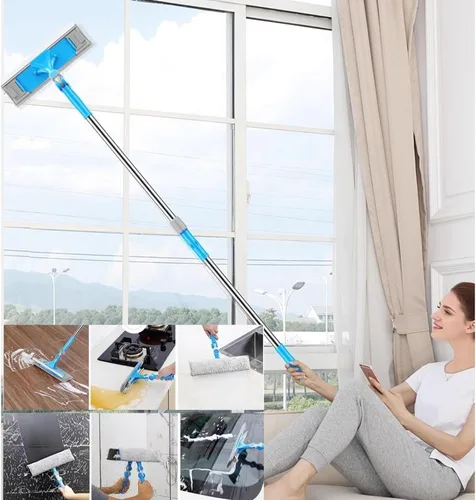 Miniatura 6 de Limpiador de ventanas, 2 en 1, herramienta de limpieza de ventanas, kit de equipo telescópico de lavado de ventanas con cabezal flexible y 2