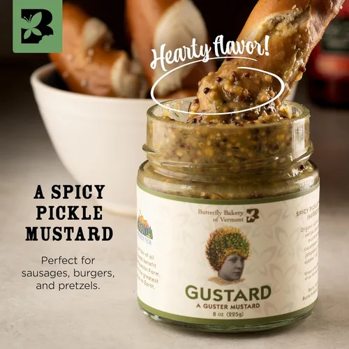 Miniatura 3 de Butterfly Bakery of Vermont - Gustard - Una mostaza Guster, pepinillo picante, mostaza gourmet para untar con pepinos Vermont, jalapeños, eneldo