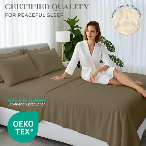 Miniatura 56 de Bluemoon Homes Sábanas de Algodón Egipcio Twin - Juego de Sábanas de 4 Piezas, Juego de Ropa de Cama de 1000 Hilos, Suave y Lujoso Juego de Sábanas