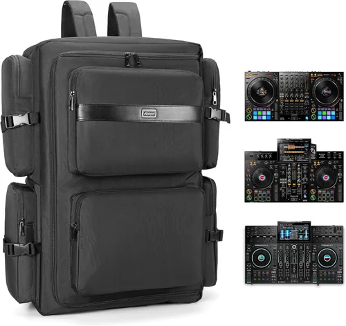 Miniatura 5 de Rabjen Mochila para DJ para Conciertos en Clubes, Estuche para Mezclador DJ Compatible con Pioneer DDJ-SR2, Pioneer DDJ-FLX6-GT, RANE ONE y Más