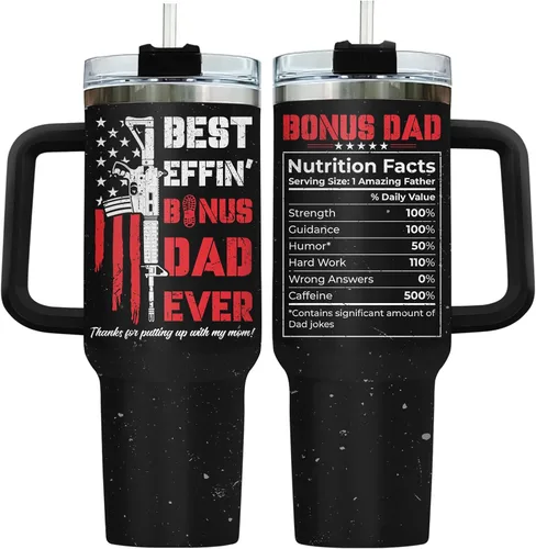 Miniatura 31 de 34HD Regalos de cumpleaños para el Día del Padre, de parte de su hija o hijo, taza de viaje aislada para 50 cumpleaños, clásico de 40 onzas con asa