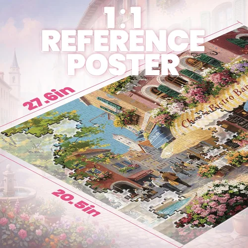Miniatura 3 de Rompecabezas para adultos de 1000 piezas, Spring Italy Bistro Flower Street Landscape, rompecabezas de 1000 piezas para adultos mayores