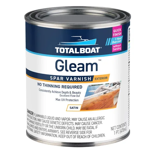 Miniatura 12 de TotalBoat Gleam Marine Spar - Barniz brillante y satinado para madera, barcos y muebles de exterior (brillo, dos pintas)