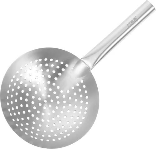 Miniatura 8 de Yardwe Cuchara coladora de acero inoxidable gruesa de 16.14 pulgadas con filtro de malla fina, accesorio de cocina multifuncional para filtrar