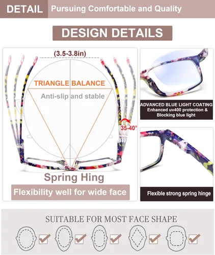 Miniatura 5 de Lentes de lectura elegantes para mujer, lectores con bloqueo de luz azul, anteojos para mujer, tramposos