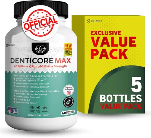 Max for Gums and Teeth Health – 40 mil millones de UFC Probióticos orales avanzados, soporte para el aliento fresco, 60 cápsulas (paquete de 5)