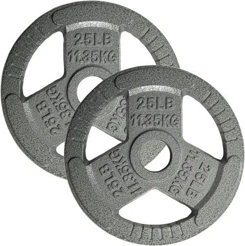 Miniatura 12 de Yes4All - Discos de pesas olímpicos de hierro fundido con asas tri-grip de 2 pulgadas, discos de pesas para levantamiento con acabado suave y A. 2.5