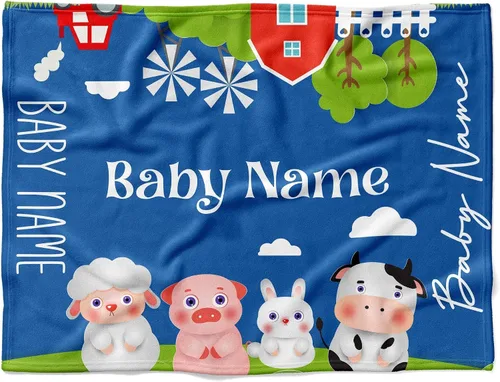 Miniatura 19 de Manta de bebé de granja personalizada, manta de bebé de animales de granja, manta de bebé floral, mantas florales para bebé, manta de bebé con Manta