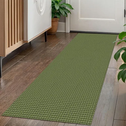 Miniatura 39 de KOZYFLY - Tapetes de pasillo, lavables, con respaldo de goma antideslizante, tapete de algodón para pasillo interior, entrada, puerta trasera, Verde