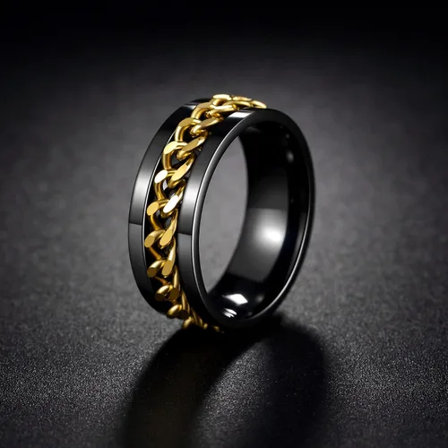 Miniatura 106 de Anillos giratorios para la ansiedad para hombre, anillos clásicos de cadena para mujeres y adultos, anillo de acero de titanio