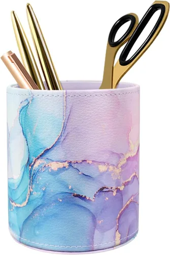 Miniatura 10 de Soporte para bolígrafos para mujeres y niñas, taza de lápices, decoración de escritorio rosa, soporte para brochas de maquillaje, soporte grande