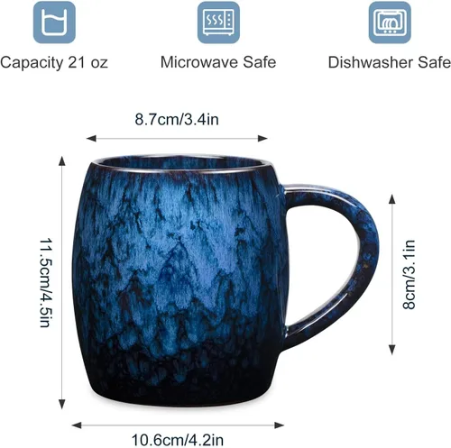 Miniatura 2 de Taza de café grande de cerámica de 21 onzas, 600ml taza de té grande de cerámica hecha a mano para oficina y hogar, apta para microondas