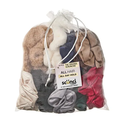 Scunci by Conair The Original Satin Scrunchies 20pk - Accesorios para el cabello para niñas y mujeres - Ideal para todo tipo de cabello - Varios