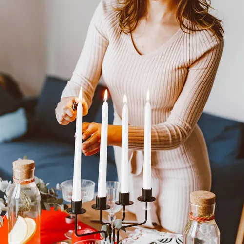 Miniatura 3 de Paquete de 30 velas cónicas blancas - 10 pulgadas sin goteo, sin humo y sin perfume Larga duración 8 horas Velas altas vertidas a mano Velas