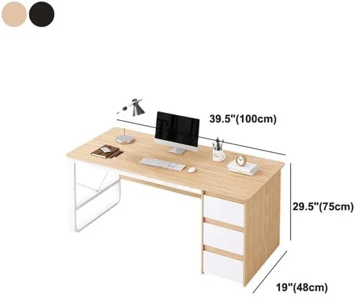 Miniatura 3 de Escritorio rectangular de oficina con 3 cajones, mesa de estudio, escritorio para estudiantes, escritorio para escribir, laptop, oficina en casa