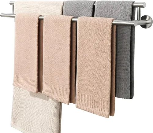 Miniatura 19 de Alise Toallero doble de níquel cepillado, toallero de 16 pulgadas para baño montado en la pared, toallero de baño de acero inoxidable SUS304