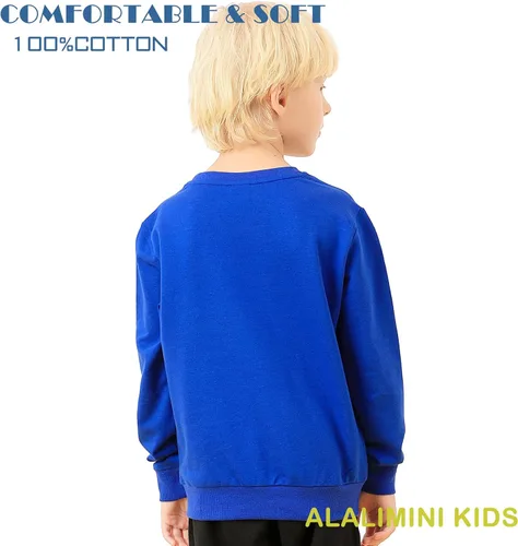 Miniatura 5 de ALALIMINI Sudaderas para niños y niñas, cuello redondo, de algodón, de manga larga