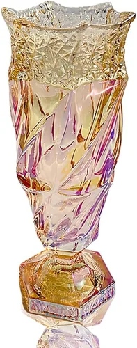 Miniatura 10 de Florero de cristal de 2.4 libras 9.5 pulgadas, estilo bohemio, para centros de mesa, boda, decoración del hogar florero de cristal (brillante)