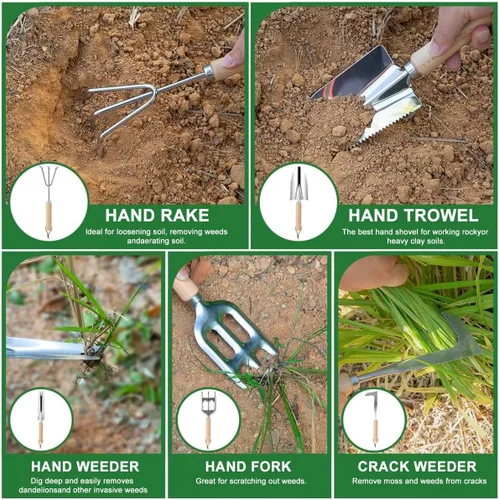 Miniatura 3 de Juego de herramientas de jardín de 9 piezas de alta calidad para mujeres - Herramientas de acero inoxidable resistentes a la oxidación con bolsa