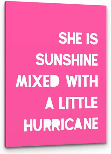 Miniatura 16 de PHAMTE Decoración de pared para dormitorio de niñas, arte de pared con texto en inglés «She is Sunshine Mixed with a Little Hurricane», lienzo