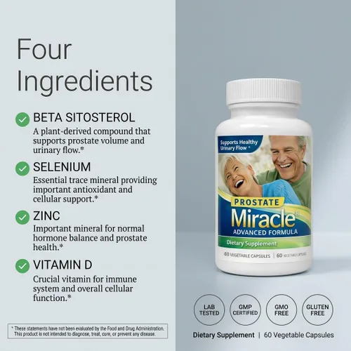 Miniatura 3 de 1 paquete de Prostate Miracle® Advanced Formula: con 600 mg de beta sitoserol al 80%, derivado de pino (sin soja, sin OGM)