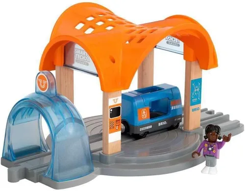 Miniatura 3 de BRIO 33973 Smart Tech Sound Action Tunnel Station Juego de tren de juguete de madera para niños a partir de 3 años