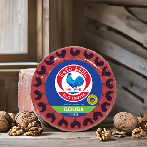 Miniatura 6 de Gayo Azul Rueda de queso Gouda suave – cera roja, 9-10 libras (aproximadamente)