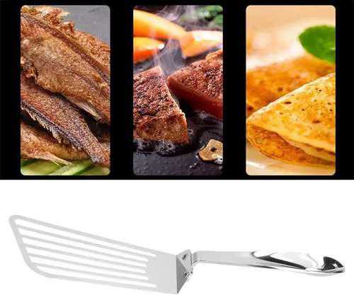 Miniatura 6 de Espátula ranurada, rebanada de carne de acero inoxidable, herramienta de cocina, espátulas de metal, utensilios de cocina para hamburguesas