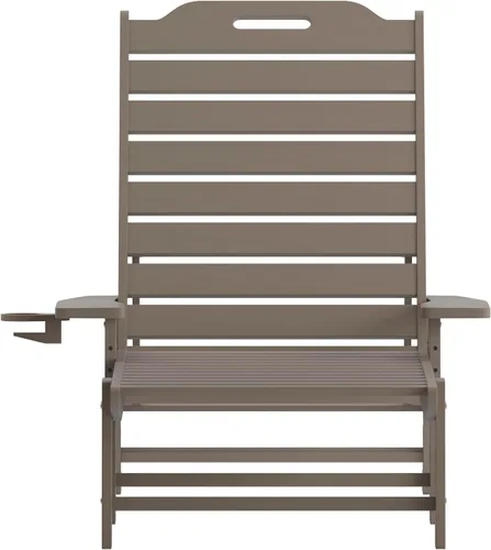 Miniatura 9 de Flash Furniture Monterey Tumbona Adirondack ajustable con soporte para tazas, silla de descanso de polietileno de alta densidad para todo