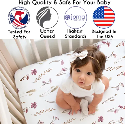 Miniatura 3 de Sweet Jojo Designs Sábanas bajeras para cuna (jardín bohemio rosa floral) para niñas, guardería infantil, habitación de niños pequeños