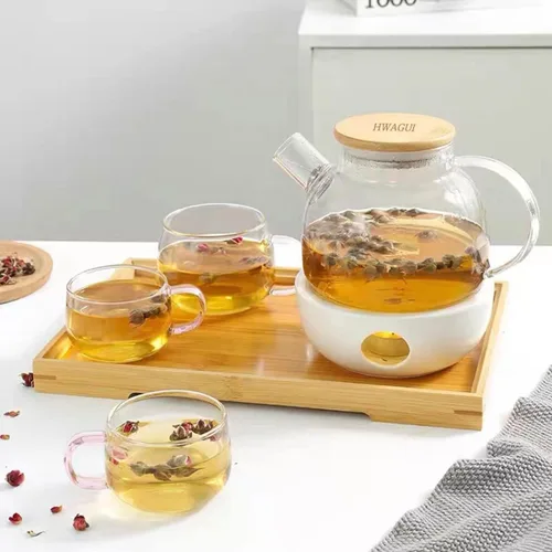 Miniatura 5 de Tetera de vidrio con infusor para té suelto y té floreciente, tetera de vidrio resistente al calor y hervidor para estufa, perfecta tetera, 33.8 fl