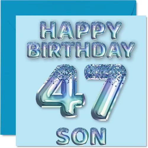 Miniatura 266 de Stuff4 Tarjeta de primer cumpleaños para niños, globo de fiesta con purpurina azul, tarjetas de feliz cumpleaños para niño de 1 año, nieto, hijo, 57